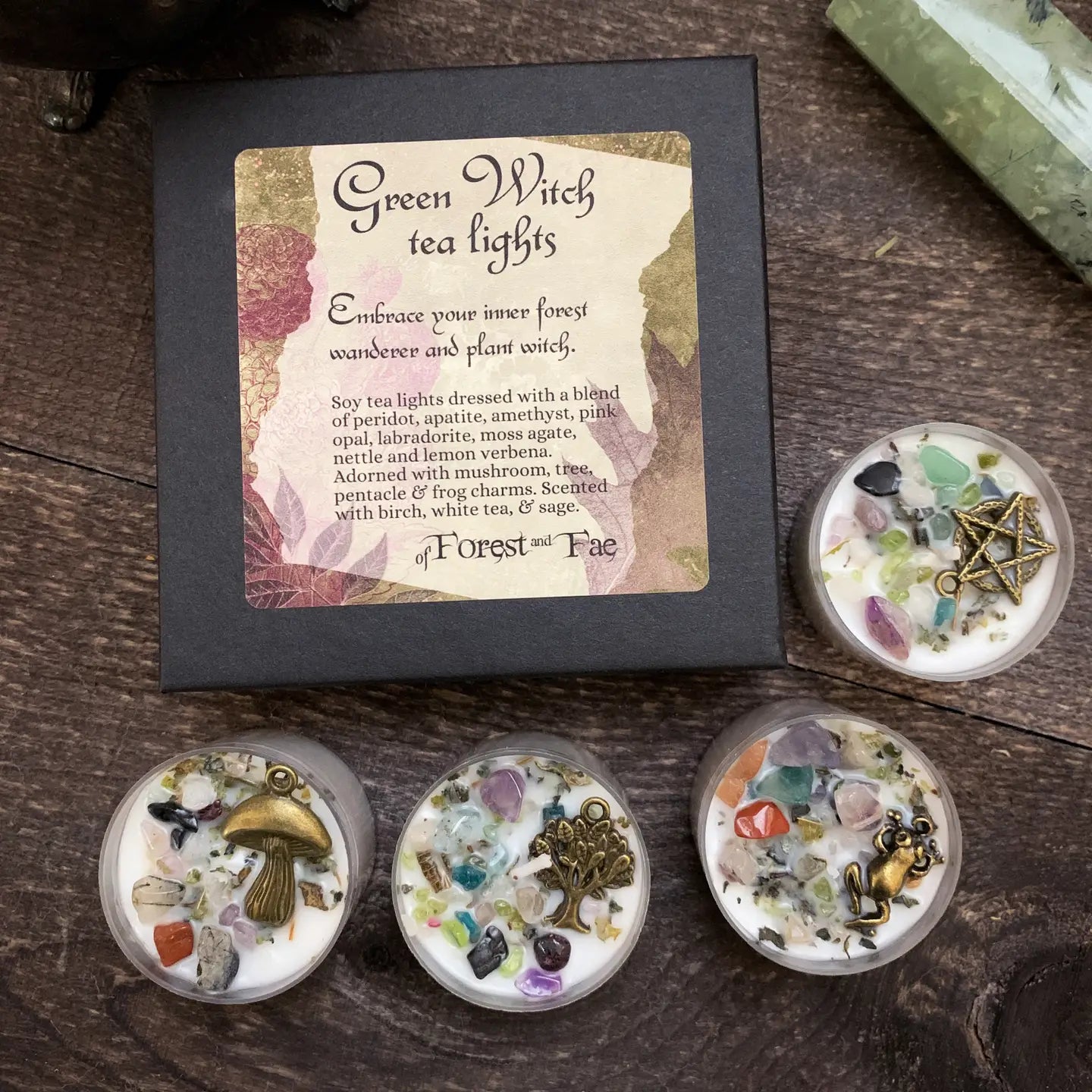 Green Witch Tea Light Set