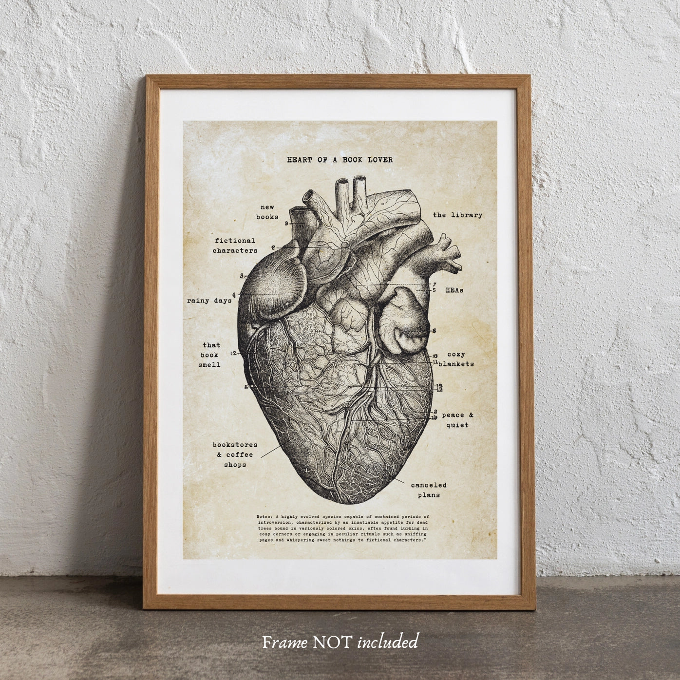 Heart of a Book Lover Anatomy Ephemera Print